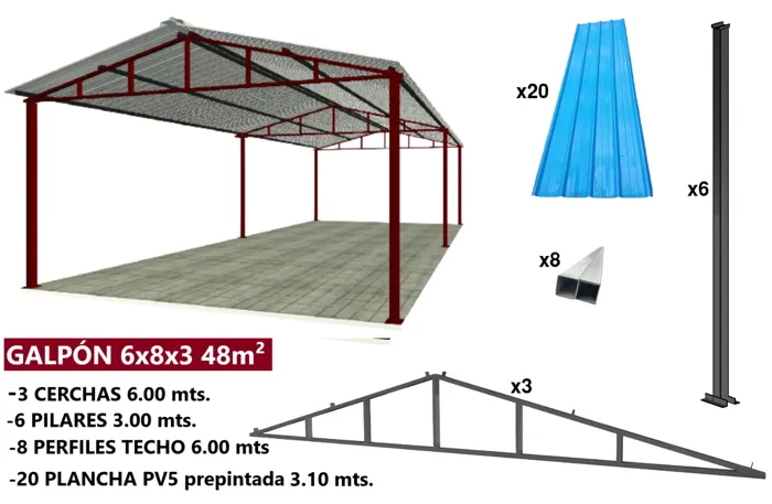 GALPON 6X8 48 m²