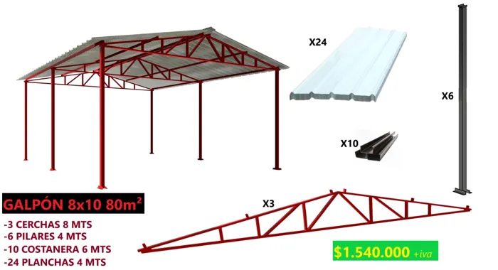 GALPON 8X10 80 m²