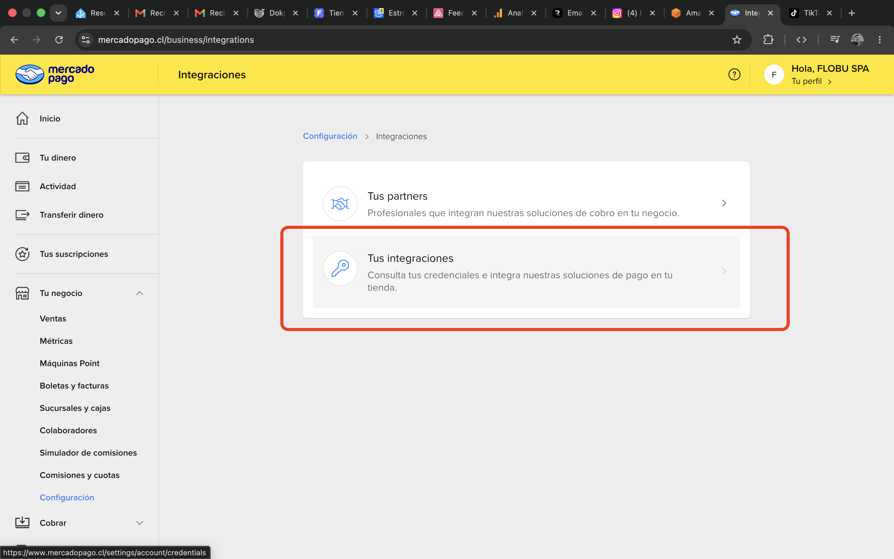 Paso 3: entrar a Tus integraciones