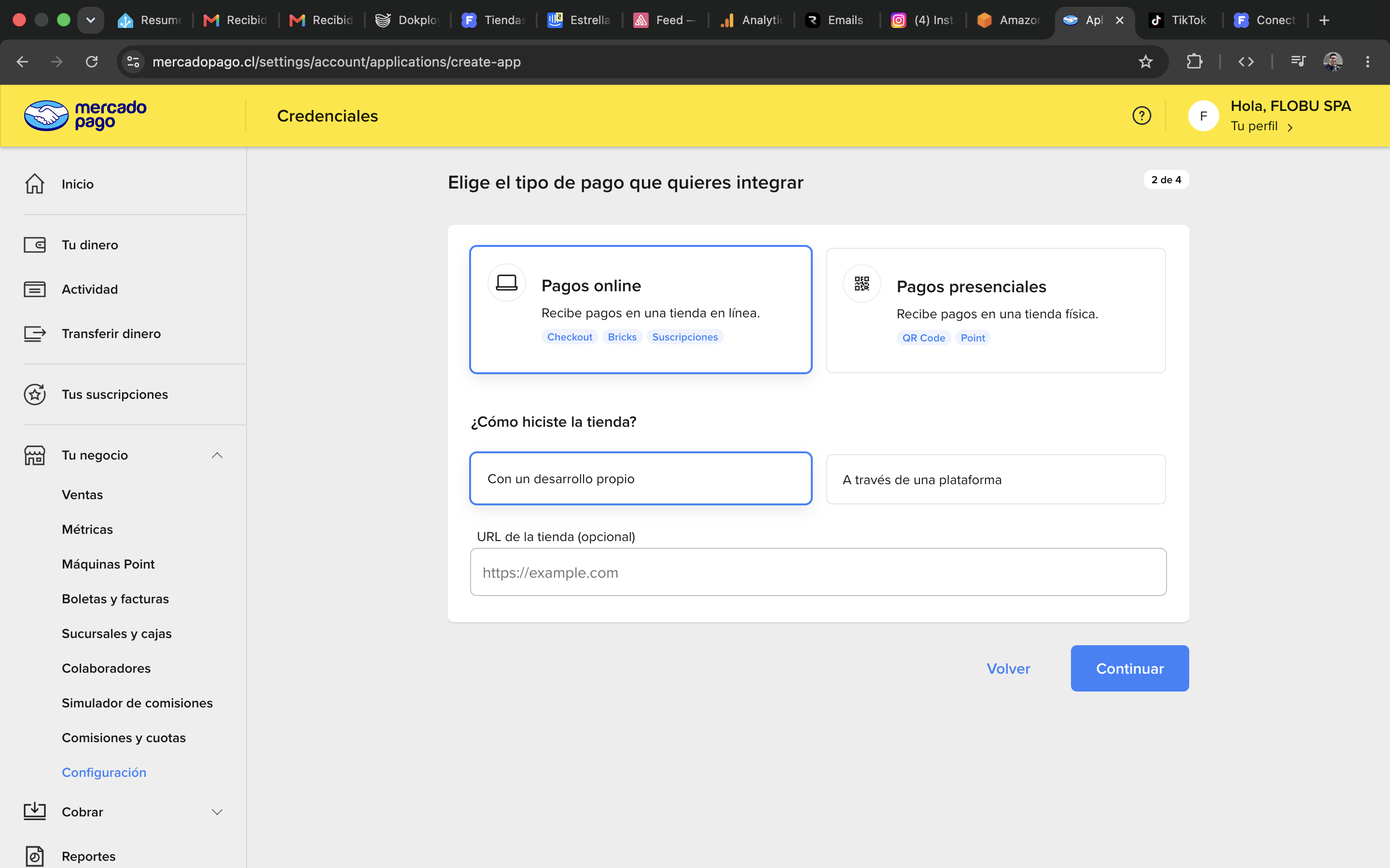 Paso 6: elegir pagos online