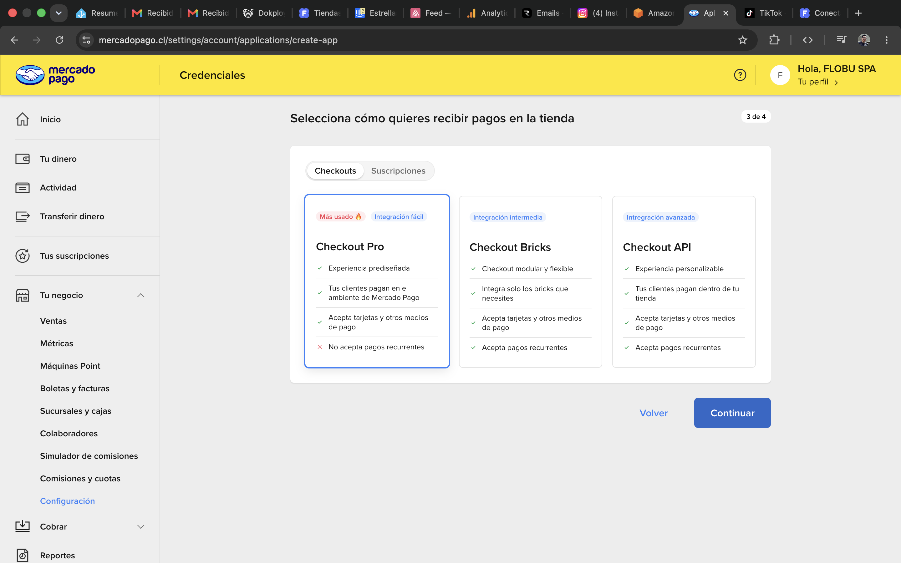 Paso 7: seleccionar Checkout Pro